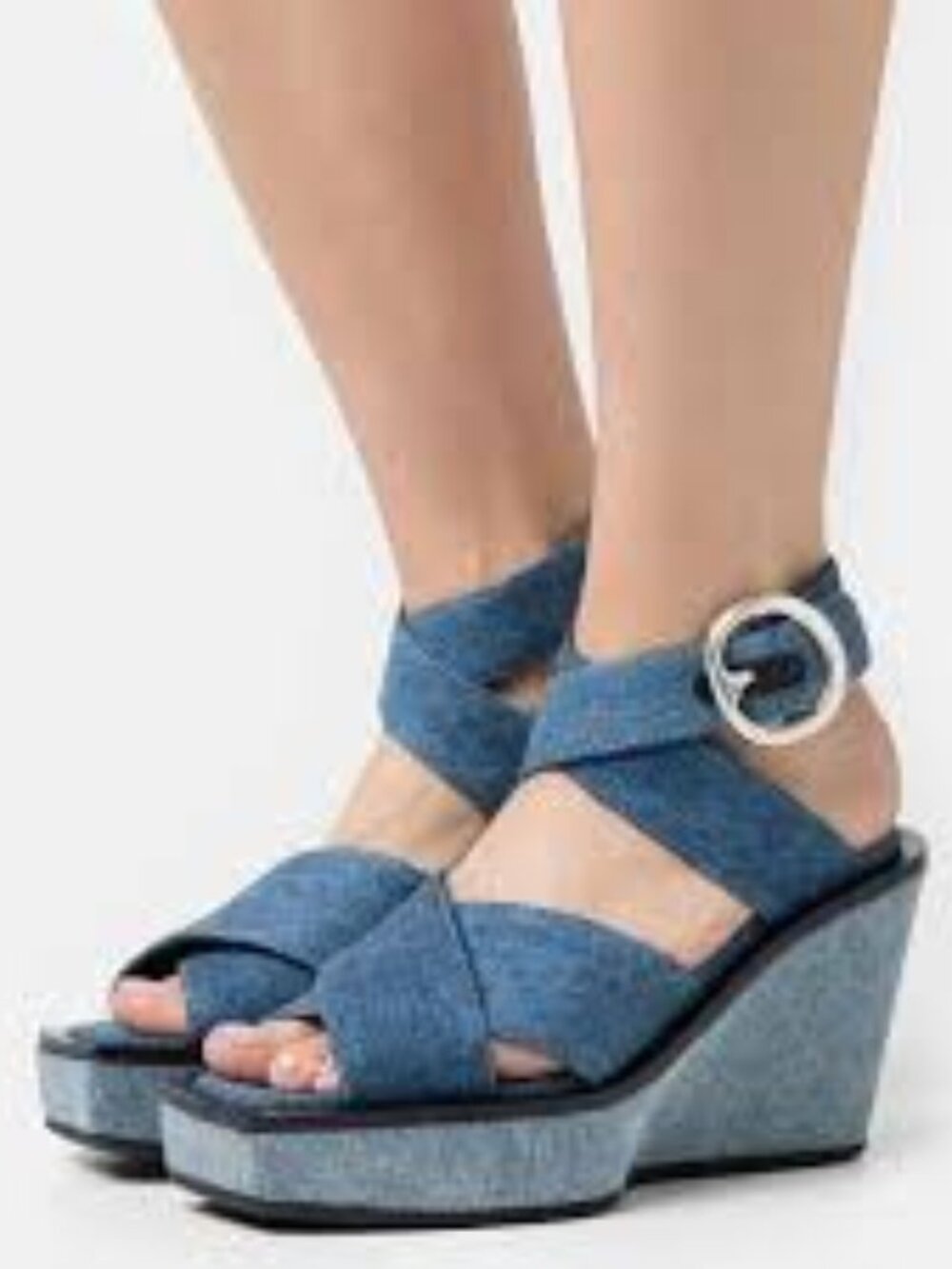 RAG & BONE Santiago denim wedge sandals 38.5
